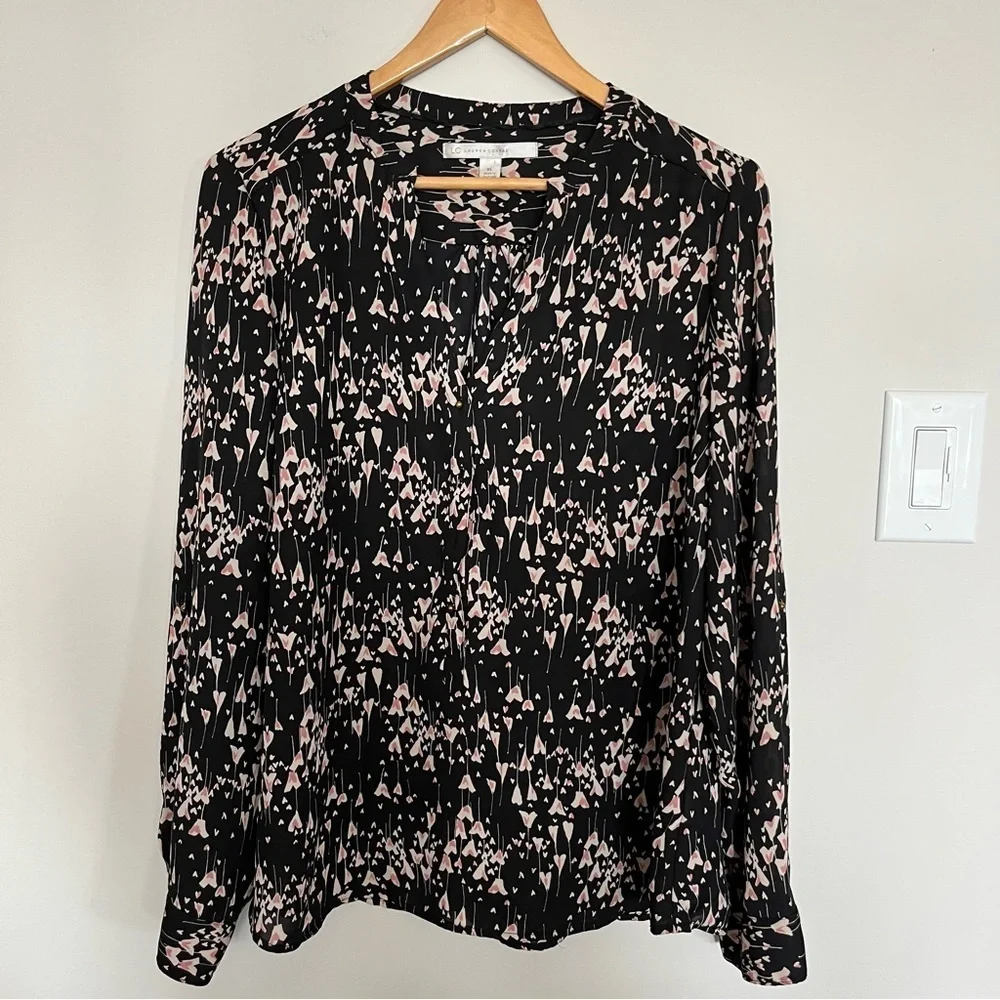 LC Lauren Conrad Heart Print Long Sleeve Top - Picture 2 of 9